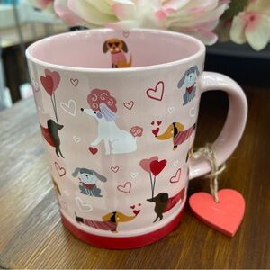 Valentine’s Day Dogs Poodle Dachshund Sunglasses Pink Ceramic Coffee Mug NWT